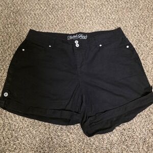 Faded Glory Shorts Womens 18W Black Twill Cuffed Stretch Chino Plus Casual